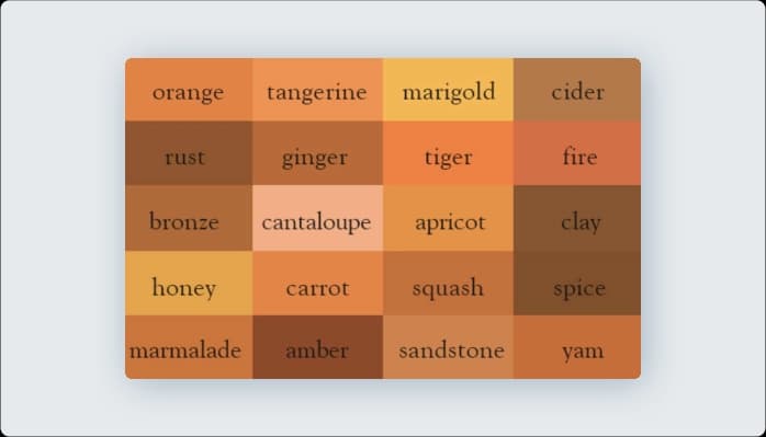 Image for Color Variations of Orange