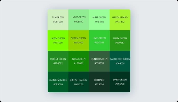 Image for Color variations of green color