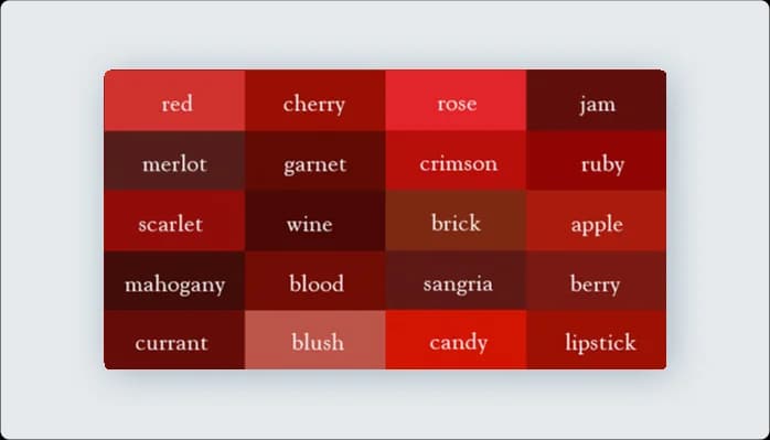 Image for Color Variations of Red