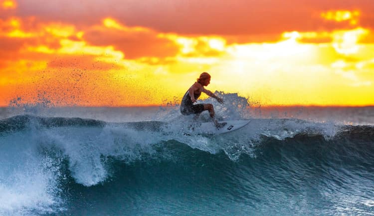 Sunset Surf Wave Action