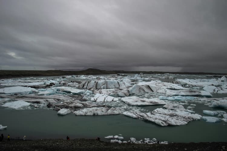 Icy Lagoon, Cloudy Skies