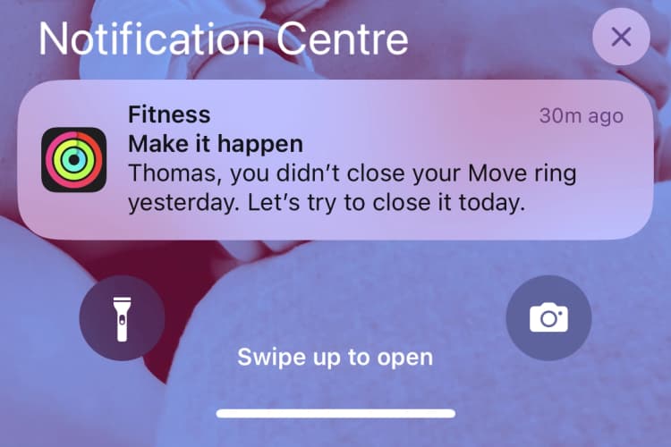 Fitness app notifications