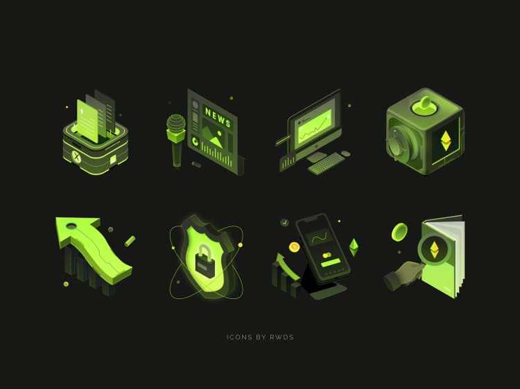 Glowing icons