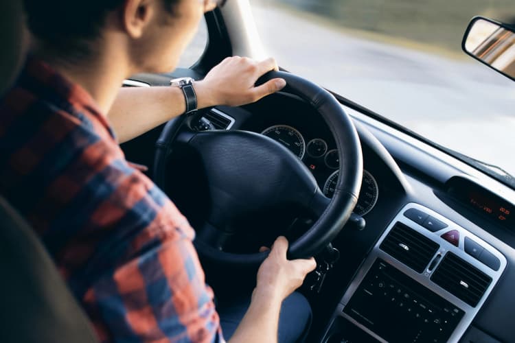 Driving with Plaid Shirt