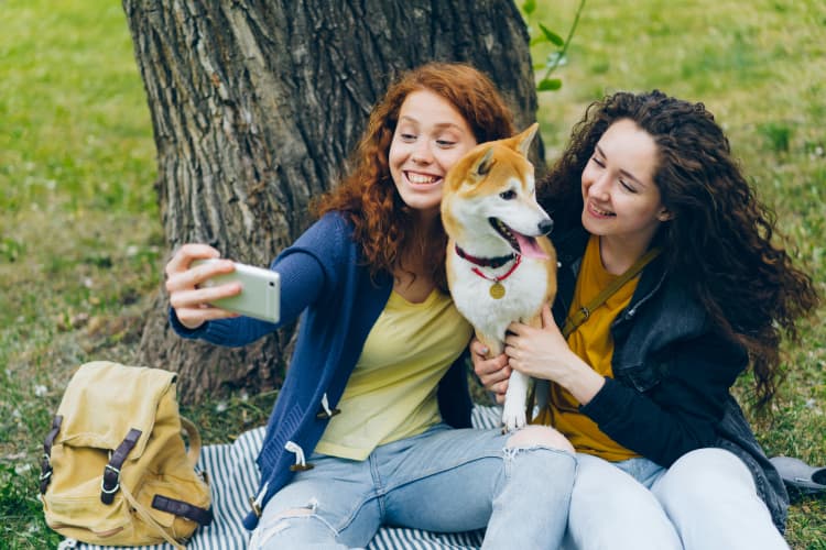 Friends' Selfie with Dog