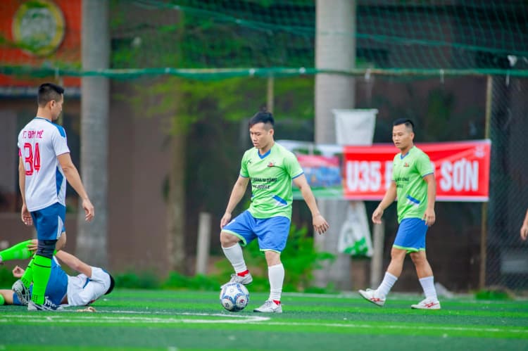 Soccer practice on field