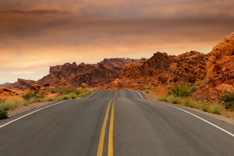 Desert Highway at Sunset