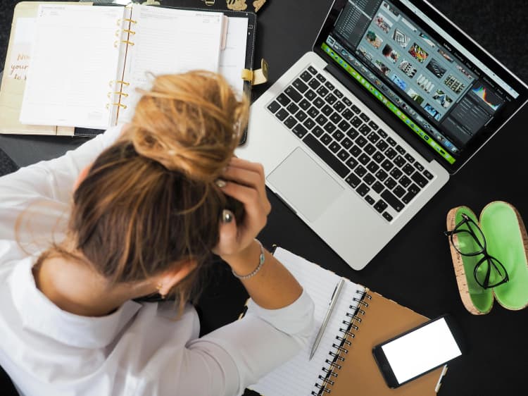 Stressed worker at desk