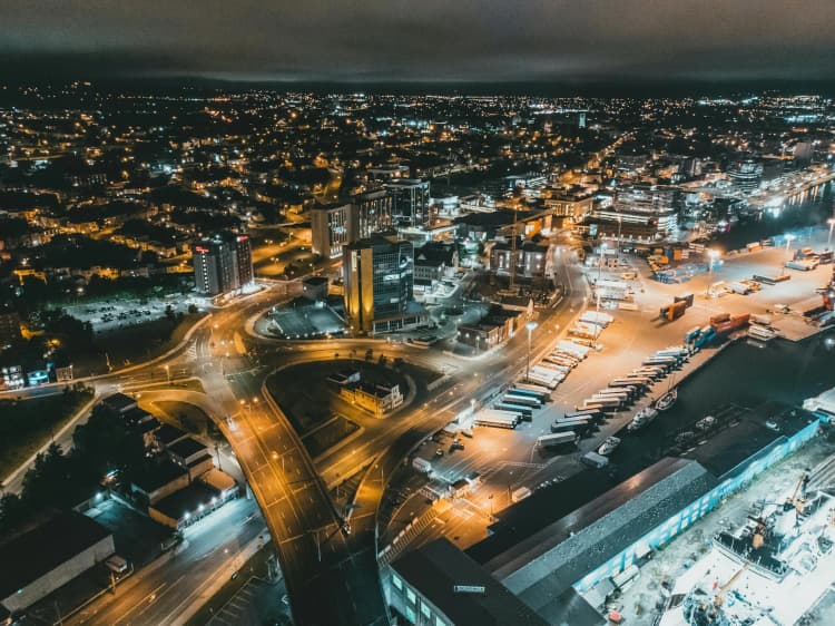 Illuminated City at Night