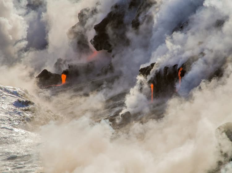 Volcanic Lava Meets Ocean