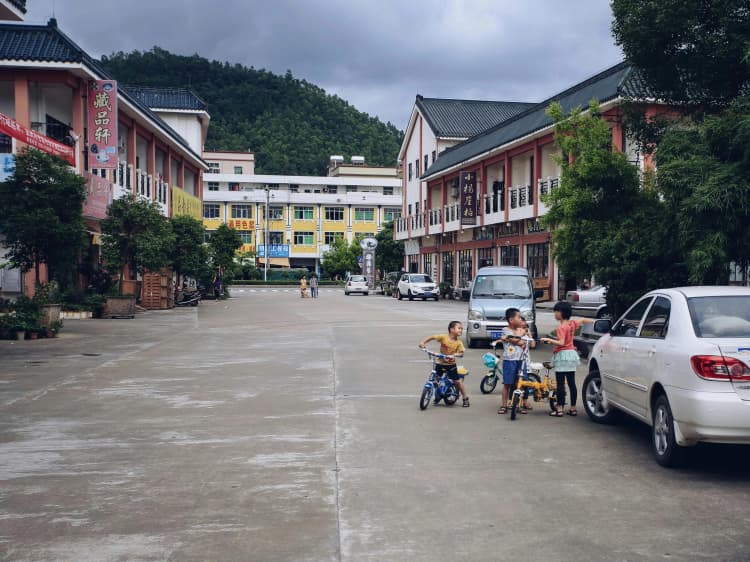 Chinese town square scene