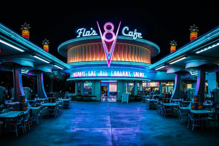 Retro Neon Diner Entrance