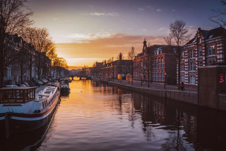 Amsterdam Canal at Sunset