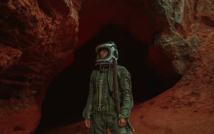 Astronaut in Martian Cave