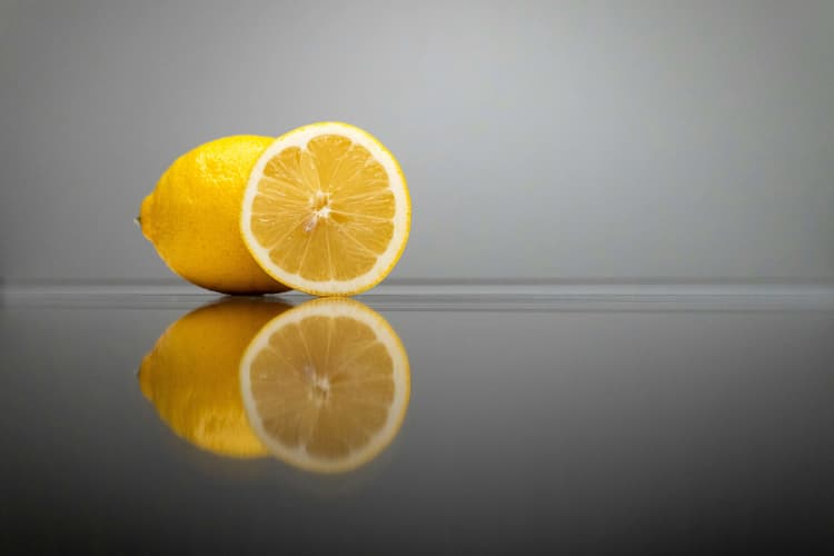 Lemon Reflection on Glass