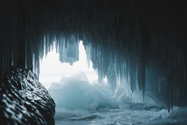 Icy Cave Entrance View